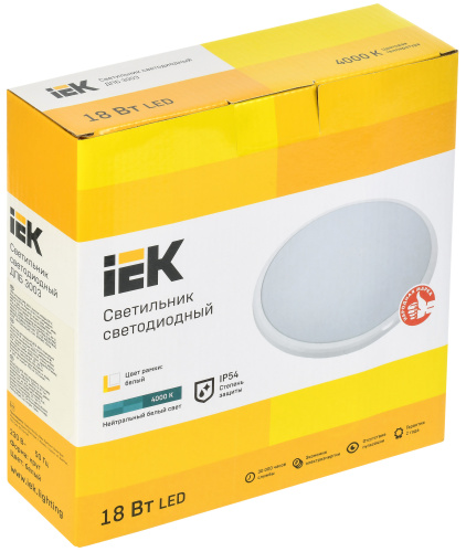 IEK Светильник светодиодный ДПБ 3003 18Вт IP54 4000K круг белый (LDPB0-3003-18-4000-K01) фото 2