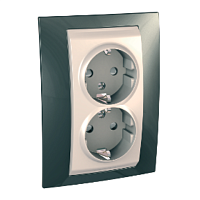 SCHNEIDER ELECTRIC UNICA Розетка двойная с заземляющими контактами шампань (MGU63.067.524)