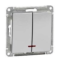 SCHNEIDER ELECTRIC W59 Выключатель двухклавишный с подсв. 10АХ, механизм, матовый хром (VS510-251-5-86)