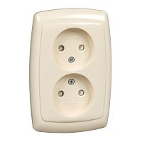 SCHNEIDER ELECTRIC РОНДО Розетка двойная скрытая бежевая без заземления со шторками 16А 250В (RS16-225-SI)