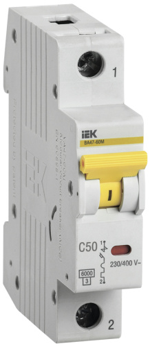IEK Выключатель автоматический ВА47-60M 1Р 50А 6кА С IEK  (MVA31-1-050-C)