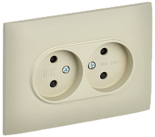IEK SKANDY Розетка 2-местная без заземления с защитными шторками 10А в сборе SK-R09B бежевый  (SK-R23-10-K10-F)