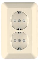 SCHNEIDER ELECTRIC ПРИМА Розетка двойная скрытая с заземлением бежевая индивидуальная упаковка (RS16-007-SI)