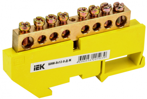 IEK Шина PE земля на DIN-изоляторах ШНИ-8х12-8-Д-Ж (YNN10-812-8D-K05)
