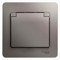 SCHNEIDER ELECTRIC GLOSSA Розетка с заземлением со шторками с крышкой в сборе IP20 платина (GSL001246)