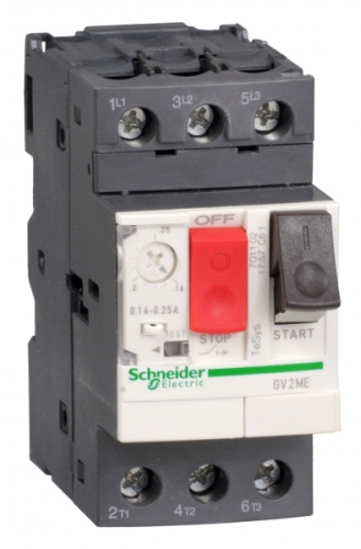 SCHNEIDER ELECTRIC Выключатель автоматический для защиты электродвигателей 1-1.6А с комбинированным расцепителем (GV2ME06TQ)