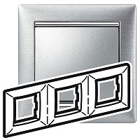 LEGRAND VALENA Рамка 3 поста горизонтальная матовый алюминий (770333 )