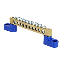 EKF Шина нулевая 8х12мм 125А 10 отверстий 2 изолятора стойка латунь PROxima (sn0-125-10-2)