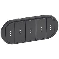 LEGRAND Celiane Лицевая панель выключателя/переключателя пятиклавишного 067001/31/32 с подсветкой графит (067906 )