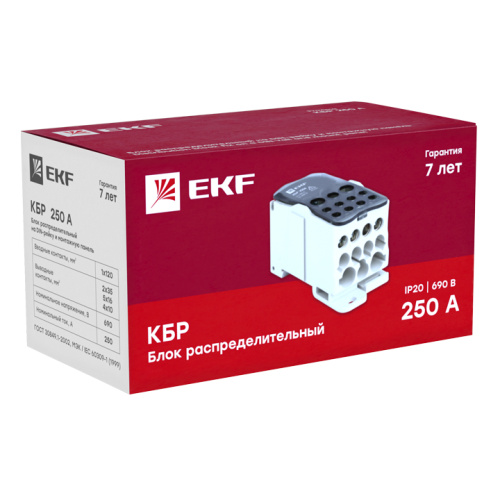 EKF Блок распределительный  (КРОСС) крепеж на панель и DIN КБР-250A (plc-kbr250) фото 3