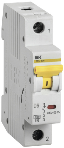 IEK Выключатель автоматический ВА47-60M 1Р 6А 6кА D IEK  (MVA31-1-006-D)