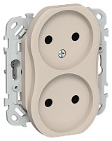 FLITE Розетка 2-местная без заземления без защитных шторок безвинтовое крепление 10А  льняной (FI-R20-10-1-K88)