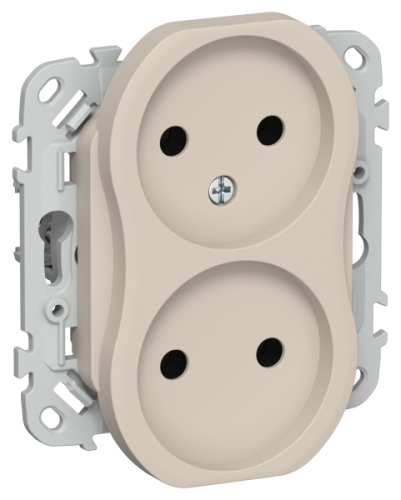FLITE Розетка 2-местная без заземления без защитных шторок безвинтовое крепление 10А  льняной (FI-R20-10-1-K88)
