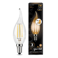 GAUSS Лампа светодиодная LED 7Вт 230в, E14 Filament теплый, свеча на ветру  (104801107)