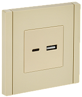 IEK FORTE&PIANO Розетка USB A+C 3,1А FP450 ваниль  (FP-U22-D31-K10)