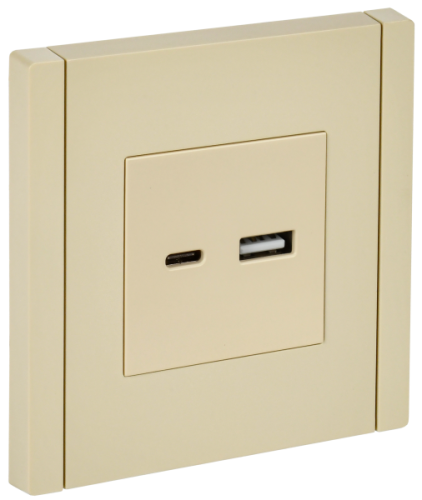 IEK FORTE&PIANO Розетка USB A+C 3,1А FP450 ваниль  (FP-U22-D31-K10)