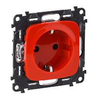LEGRAND Valena ALLURE Розетка силовая 2К+З 16А 250В со шторками безвинтовые зажимы с лицевой панелью Красна (754980 )