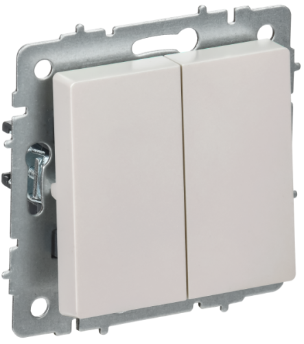 IEK BRITE Выключатель 2-клавишный перекрестный 10А ВС10-2-3-БрЖ жемчуг  (BR-V23-0-10-K36)