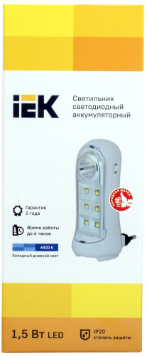 IEK Светильник аккумуляторный светодиодный ДБА-3924 3ч непостоянный Lithium-ions IP20  (LDBA0-3924-07-K01) фото 2