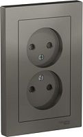 SCHNEIDER ELECTRIC Розетка ATLASDESIGN двойная без заземления со шторками 16А в сборе сталь (ATN000922)