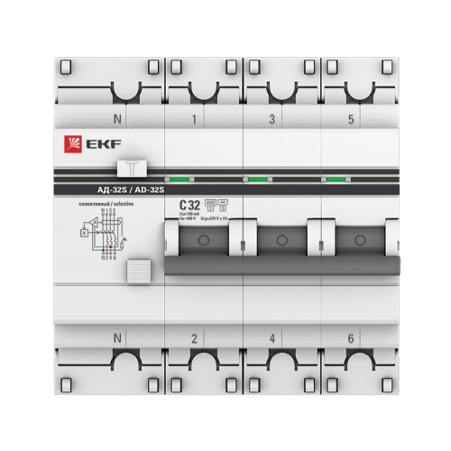 EKF Автомат дифференциальный АД-32  (селективный) 3P+N 32А/100мА PROxima (DA32-32-100S-4P-pro) фото 3