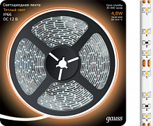GAUSS Лента светодиодная LED 2835/60-SMD 4.8W 12V DC теплый белый IP66 5м (311000105)