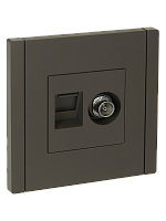 IEK FORTE&PIANO Розетка двойная TV+RJ45 кат.6 FP337 серый  (FP-AK20-2-K03)