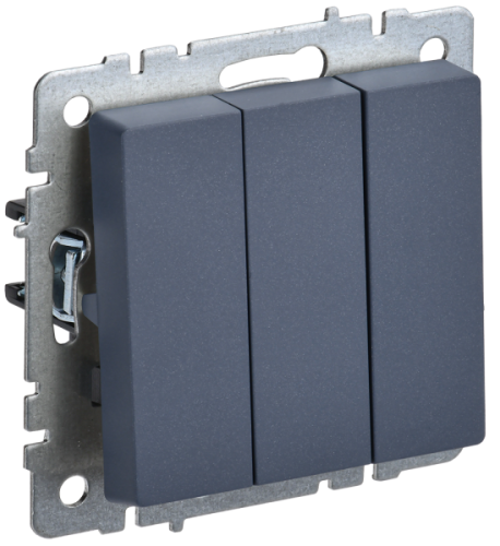 IEK BRITE Выключатель трехклавишный 10А ВС10-3-0-БрМ маренго (BR-V30-0-10-K35)