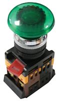 EKF Кнопка AELA-22 Грибок зеленая с подсветкой NO+NC 380В (pbn-aela-1g-380)