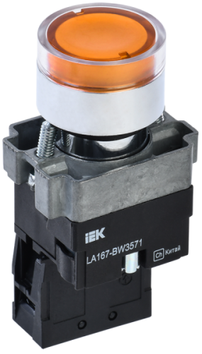 IEK Кнопка LA167-BW3571 d=22мм RC 1з с подсвет. желтая (BBT20-BW3571-1-12-67-K05)