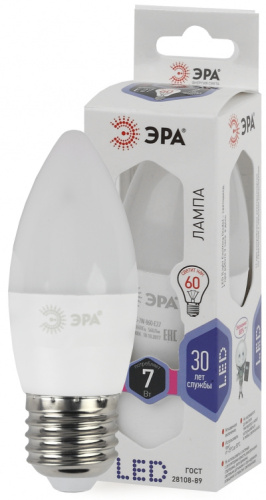 ЭРА Лампа светодиодная LEDB35-7W-860-E27 (диод,свеча,7Вт,хол,E27) (Б0031413)