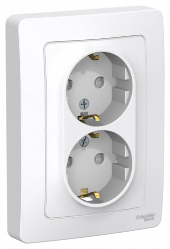 SCHNEIDER ELECTRIC BLANCA скрытой установки розетка двойная с заземлением со шторками, 16А, 250В, белый (BLNRS001121)
