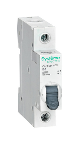 Systeme Electric Выключатель автоматический однополюсный  B 6А 1P 6kA 230В City9 Set (C9F16106)