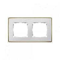 SIMON Рамка 2 поста белая основание золото (8201620-245)