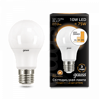 GAUSS Лампа светодиодная LED 10вт 230в, A60, Е27, dim шаг, теплы й  (102502110-S) (102502110-S)