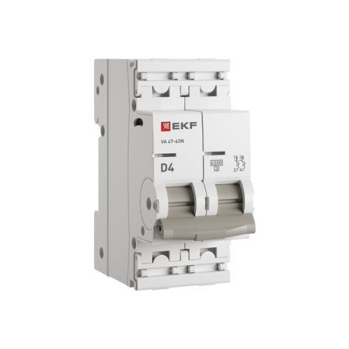 EKF Автоматический выключатель ВА 47-63N 2P 4А (D) 4,5 кА PROXIMA (M634204D)