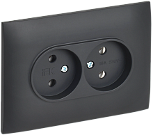 IEK SKANDY Розетка 2-местная без заземления без защитных шторок 10А в сборе SK-R10T титан  (SK-R20-10-K48-F)