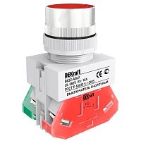 DEKRAFT Выключатель кнопочный ВK-22 с фиксацией ABF диам. 22мм красный 220В (25123DEK)