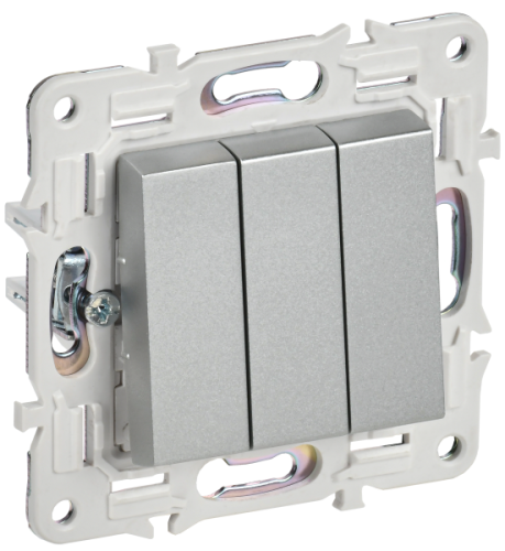 IEK SKANDY Выключатель 3-клавишный 10А SK-V11S серебряный (SK-V30-0-10-K23) IEK SKANDY Выключатель 3-клавишный 10А SK-V11S серебряный (SK-V30-0-10-K23)