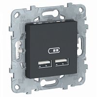 SCHNEIDER ELECTRIC Розетка UNICA NEW USB двухместная 5 В / 2100 мА антрацит (NU541854)