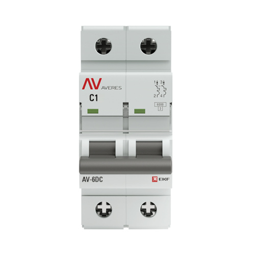 EKF Выключатель автоматический AV-6 DC 2P 1A  (C) 6кА AVERES (mcb6-DC-2-01C-av) фото 2
