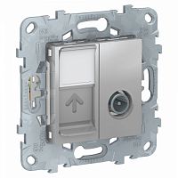 SCHNEIDER ELECTRIC Розетка UNICA NEW TV одиночная + компьютерная RJ45 категория 6 UTP 1 модуль алюминий (NU547030)