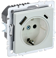 IEK BRITE Роз. с з/к/ш 16А с USB A+C 18Вт РЮш11-1-БрЖ жемч. IEK (BR-R14-16-U22-018-K36)