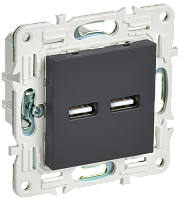 IEK SKANDY Розетка USB A+A 3,1А SK-R15G графит  (SK-U21-D31-K53)