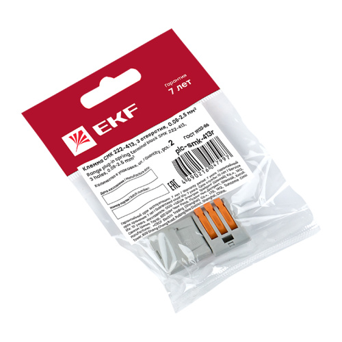 EKF Клемма строительно-монтажная СМК модель 413 с рычагом 3 отверстия 0.08-2.5мм.кв (plc-smk-413r) фото 3