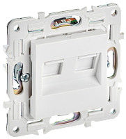 IEK SKANDY Розетка компьютерная двойная RJ45 кат.6 SK-K04W арктический белый  (SK-K20-2-K01)
