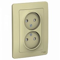 SCHNEIDER ELECTRIC BLANCA С/У РОЗЕТКА двойная без заземления со шторками, 16А, 250В, БЕЖЕВЫЙ (BLNRS000127)