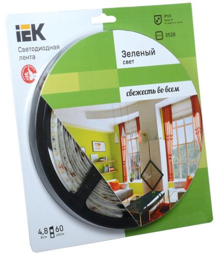 IEK Лента светодиодная LEDх60/м 5м 4.8w/m 12в IP65 зеленый eco (LSR1-5-060-65-1-05)