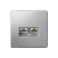 Systeme Electric ARTGALLERY Розетка двойная компьютерная RJ45+RJ45, кат.6А, механизм, АЛЮМИНИЙ (GAL000388)