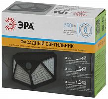 ЭРА Фасадный светильник с датч. движ. и 4-мя плоск. освещ., на солн. бат.100 LED,300 lm ERAFS100-04  (Б0045270)